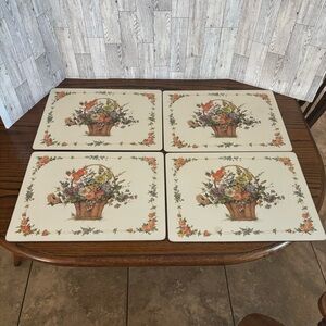 Floral Basket Vintage Placemats by Pimpernel set of 4 back cork